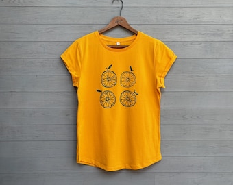 The Citrus Lover Tee in Organic Cotton, Egg Yolk Yellow, Soft and Comfy Tee