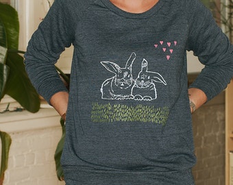 chillin with my bestie Bunny Shirt, Slouchy Pullover, Rabbit Sweater, Best Friends