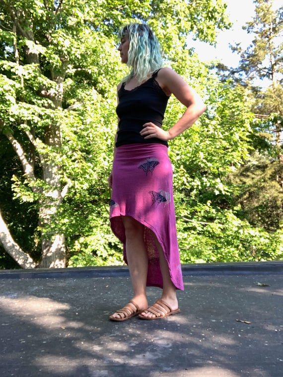 fluttering Butterfly Skirt Asymmetrical Skirt Pink Skirt High Lo Skirt Summer Skirt
