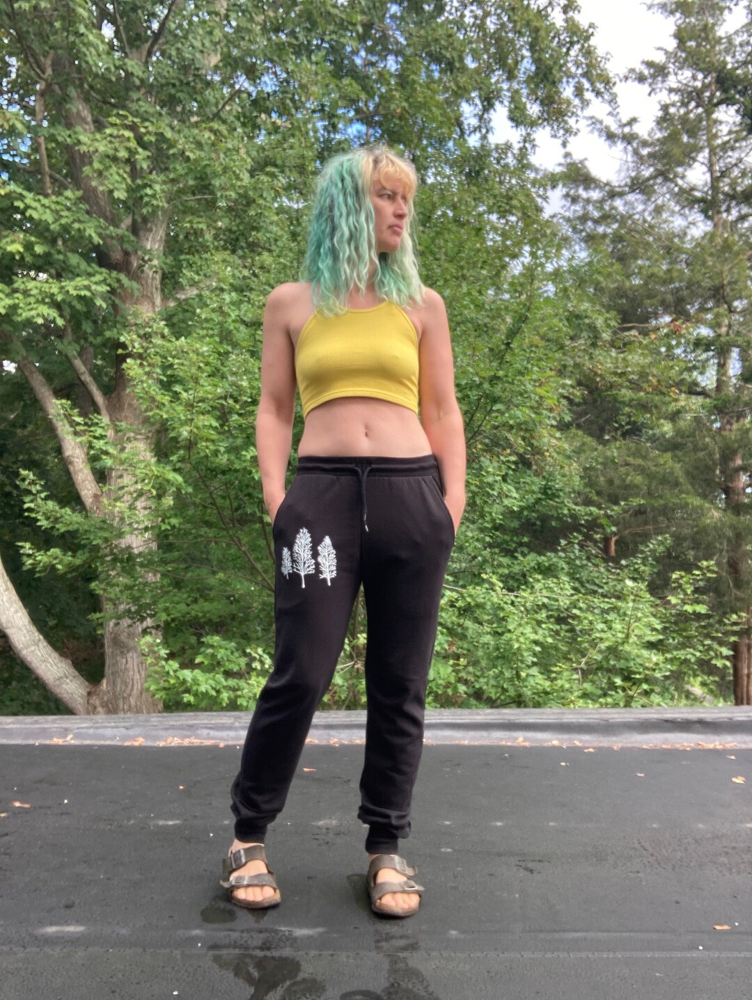 Organic Cotton Sweatpants With Trees, Eco Friendly Gift, Cozy