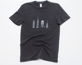 NYC Tee, Chrysler Building, Flatiron, Empire State Building, Water Tower, Architect Gift, New York Gift, 100% Cotton