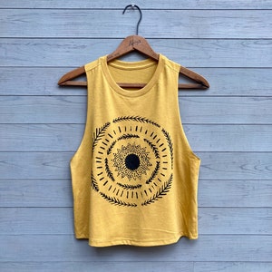 Sun Goddess Crop Top, Festival Top, Gold Sun, Yoga Top image 2