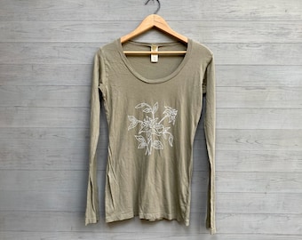 Organic Cotton Long Sleeve Tees, Mixed Designs include Lilies, Bulldog, Woodland Creatures