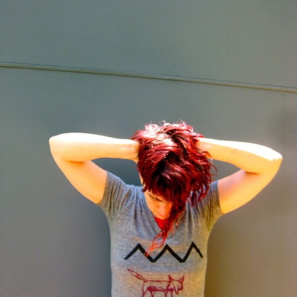 SALE Fox Shirt, Vneck Tshirt, Workout Shirt, Yoga Tee, XS/S