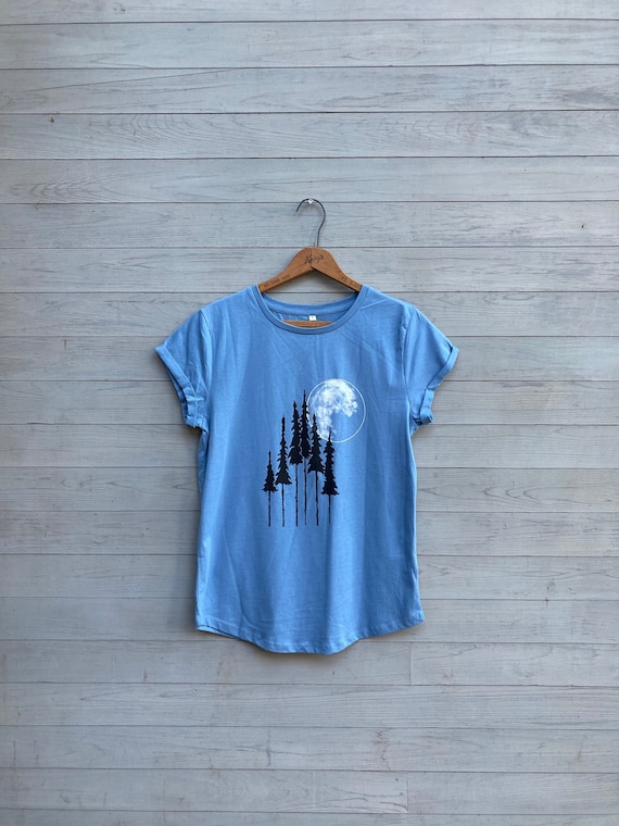 Organic Cotton Snow Moon Tee, Light Blue