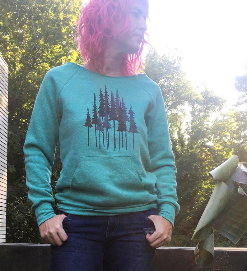 Organic Cotton Forest Sweatshirt Evergreen Trees Gift for a Etsy