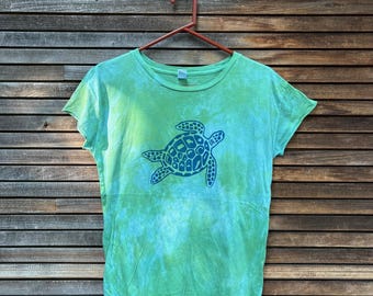 Sea Turtle Tee, Hand Dyed, XS (38" chest) Final Sale