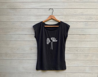 Queen Anne's Lace Tee, Bamboo + Organic Cotton, Cap Sleeve Tee, Silky Tee, Mother's Day Gift