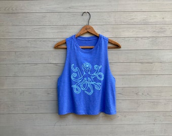 Octopus Tank Top, Crop Top, Beach Top