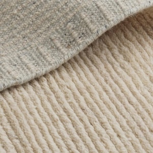 Hand Knotted Wool Rug, Minimalist Vertical Stripe Design, 8x10