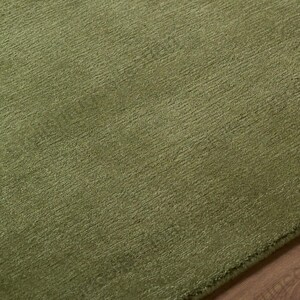 Hand Knotted Moss Green Wool Rug, Solid Minimalist Design - Etsy