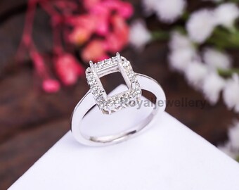 6396 スターリングシルバー リングセッティング、10x8 エメラルド