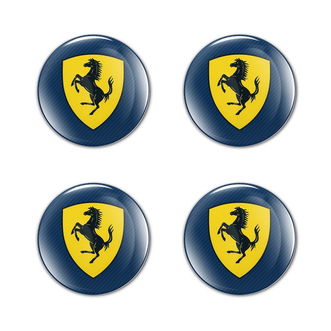 Ferrari Decals Stickers Rim Glossy Domed Wheel Center Cap Hub 4pcs Set ...