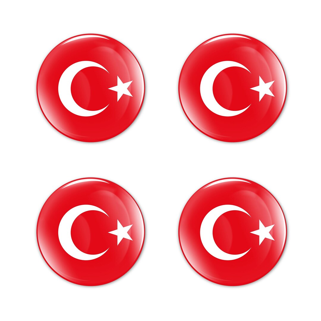 Turkey Exopy Sticker Turkish Domed Flag Decals Stickers Rim Domed for Wheel Center Cap Hub ...