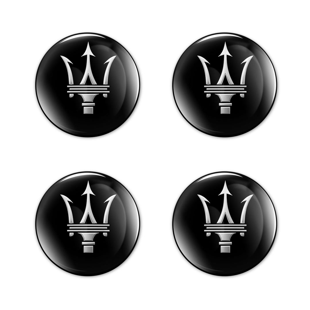 Maserati Stickers Rim Decals Domed Wheel Center Cap Hub 4pcs Set Epoxy ...