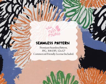 Abstract Seamless Pattern, Modern Organic Shapes, Painterly Repeat Design, Artistic Texture Pattern for Fabric Wallpaper 12x12” JPG 300DPI