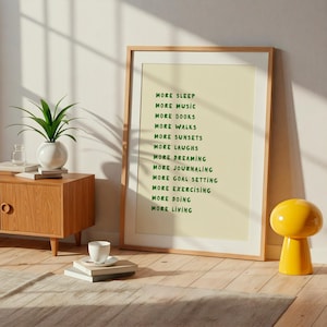 Minimalistische Motivations-Wandkunst grüner Typografiedruck - inspirierendes digitales Download-Poster für das Home Office oder das Wohnzimmer