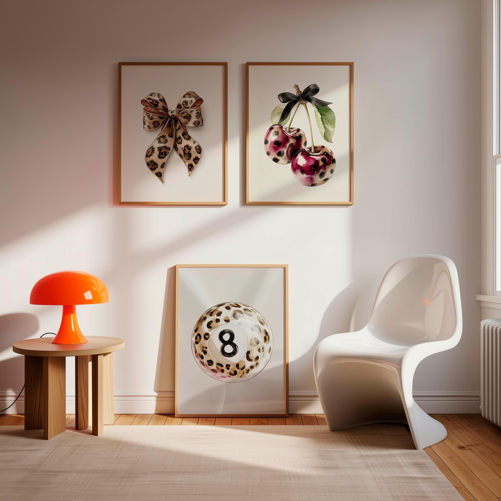 JORCEDI 3er Poster Set, Rosa Leopard, Rosa Moderne Aura