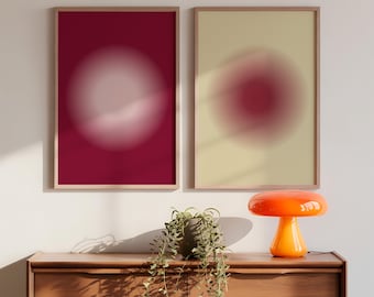 Set of 2 Celestial Aura Wall Art Prints, Dorm Decor Abstract Energy Art, Modern Colorful Spiritual Room Aesthetic Digital Download