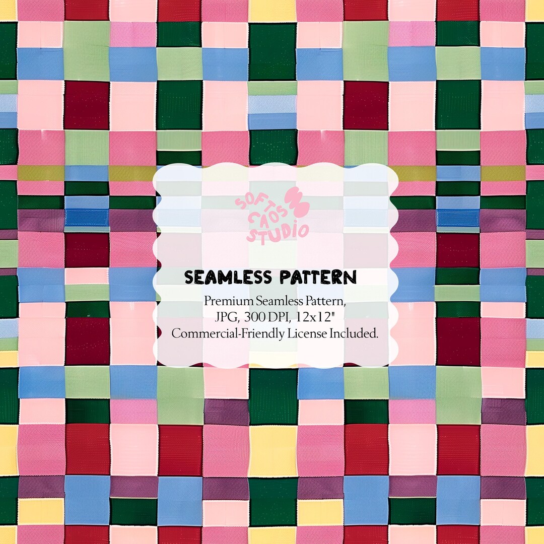 Patchwork Check Seamless Pattern, Color Block Grid Pattern, Geometric ...