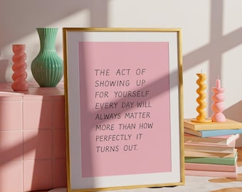 Arte de pared con cita rosa, póster motivacional, decoración del hogar con cita inspiradora, descarga digital de afirmación positiva