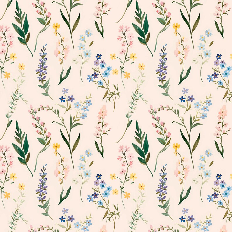 Wildflower Seamless Pattern, Cottagecore Botanical Floral Print ...