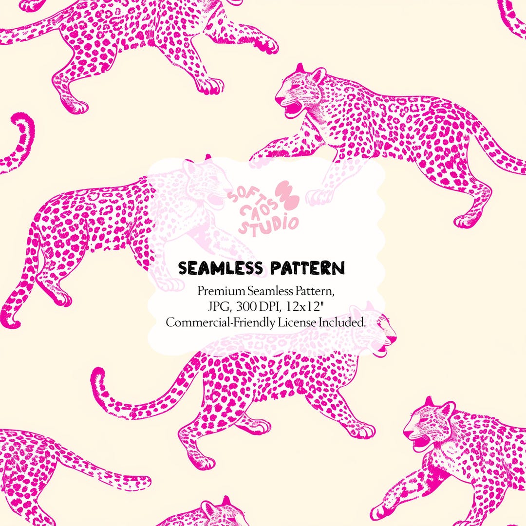 Pink Leopard Seamless Pattern, Hot Pink Animal Print Digital Paper ...