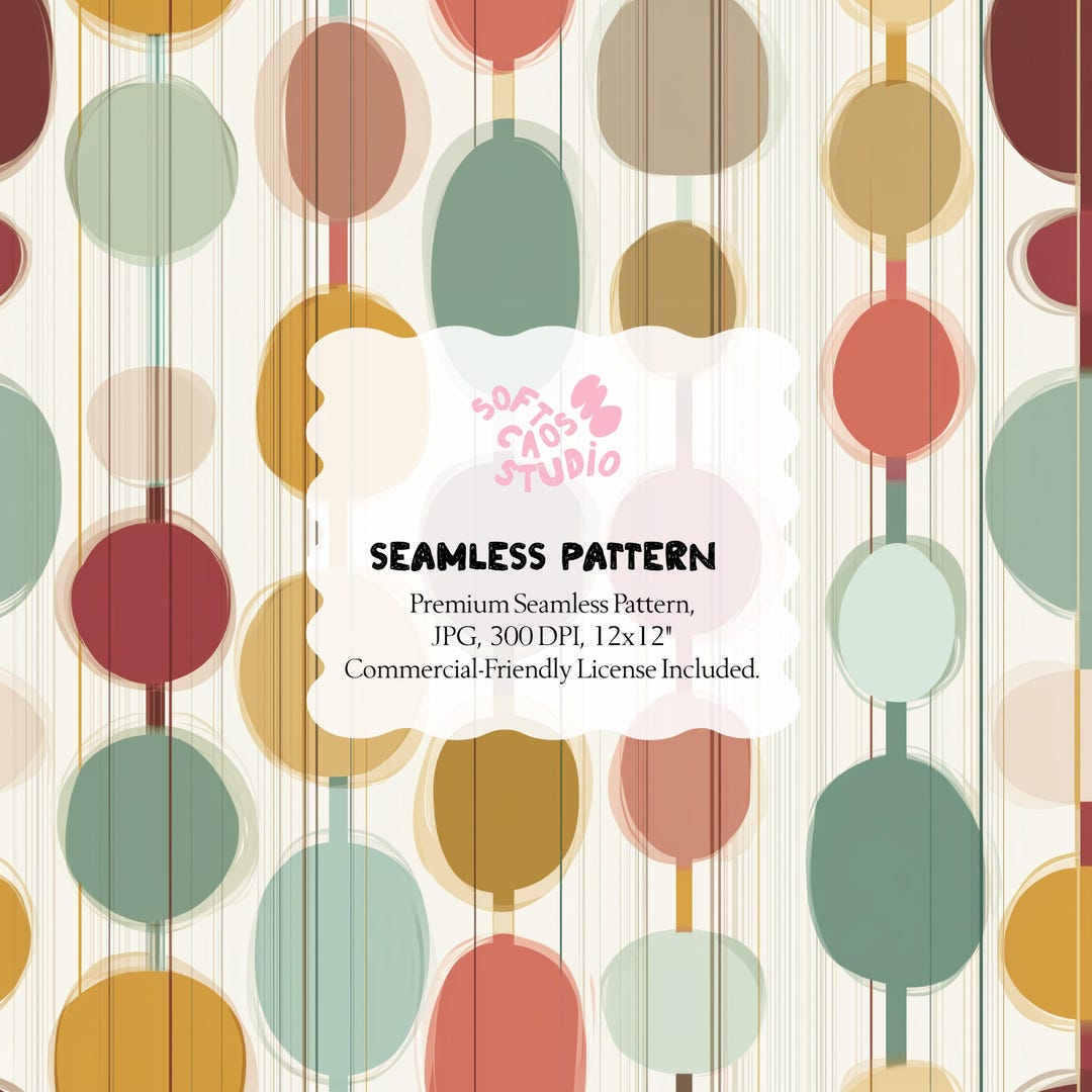 Mid Century Modern Seamless Pattern | Abstract Geometric Ovals | Retro ...
