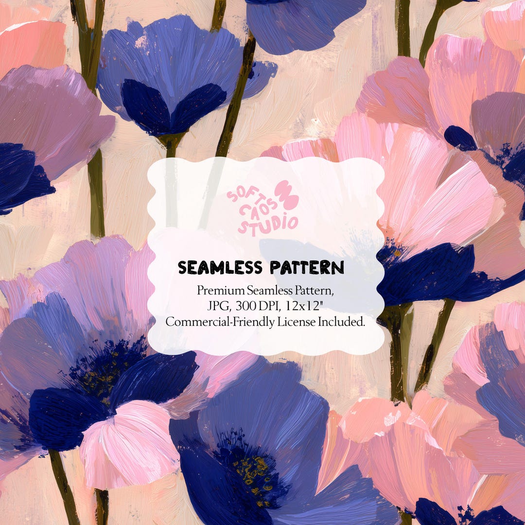 Painterly Floral Seamless Pattern, Abstract Painted Flowers, Modern ...