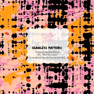 Abstract Paint Splatter Seamless Pattern Bold Ink Blot Texture Modern Grunge Art for Fabric Wallpaper Surface Design 12x12” JPG 300DPI