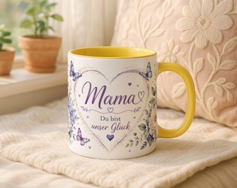 Mama Mug with Heart | Gift for Mom | Mother's Day Mug | Ceramic Coffee Mug 11 oz | You Are Our Happiness | Floral Cup
