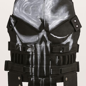 Punisher Style Leather Tactical Vest: Biker Armor, Cosplay Costume