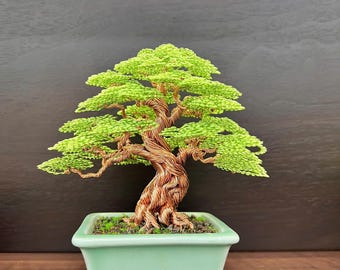 Mini Copper Bonsai Tree Sculpture: Handmade Tree of Life Decor