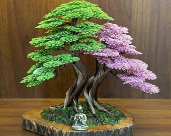 Scented Wood Tree bonsai sculpture: Handmade tree of life art