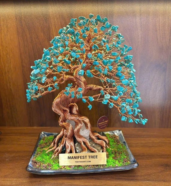 Trkis Edelstein Bonsai Baum Skulptur: Kupferdraht Lebensbaum Dekor -  Etsy.de