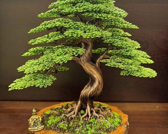 Twisted and Wrapped Black Iron Wire "curly" Sokan Bonsai Sculpture on  Reclaimed Pine Base - Etsy