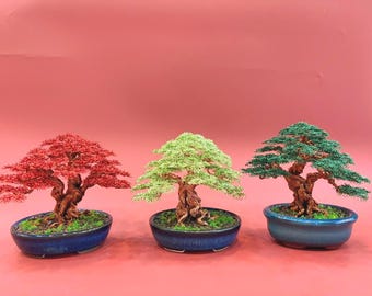 Mini Copper Bonsai Tree Sculpture: Handmade Tree of Life Decor