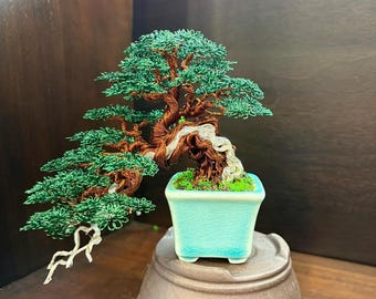 Mini Copper Bonsai Sculpture: Handmade Tree of Life Art