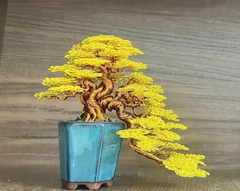 Mini Copper Bonsai Tree Sculpture: Handmade Tree of Life Decor