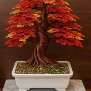 Escultura de bonsái de alambre de 14 pulgadas (13,8 pulgadas): El árbol de otoño - Arces