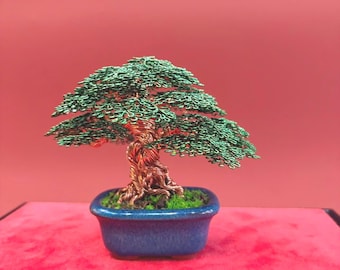 Mini Copper Bonsai Tree Sculpture: Handmade Tree of Life Decor