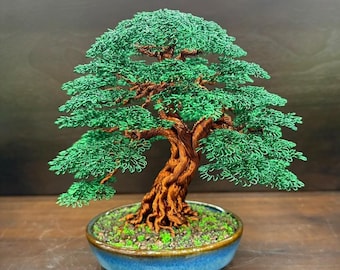 Handmade Copper Bonsai Tree Sculpture: Miniature Tree of Life