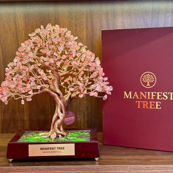 Rose Quartz Crystal Tree Sculpture: Copper Wire Bonsai, Stone of Love - Etsy