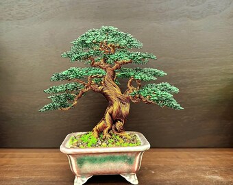 Mini Copper Bonsai Tree Sculpture: Handmade Tree of Life Decor