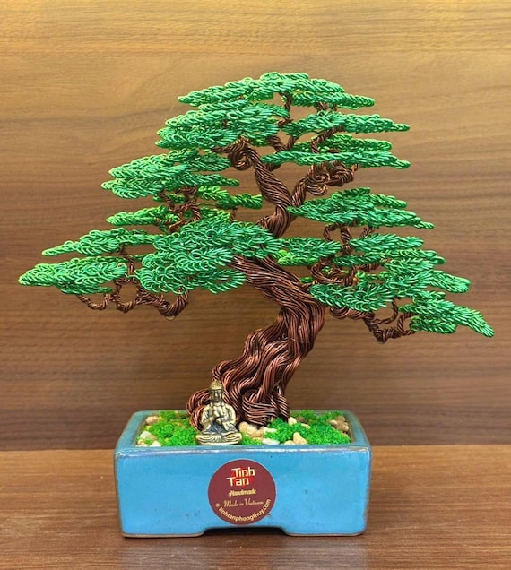 Green Lucky Bonsai Tree Sculpture: Handmade Tree of Life Decor - Etsy Israel