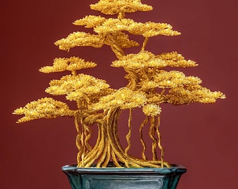 Gran árbol de 14 pulgadas, escultura de bonsái de alambre: árbol de la vida