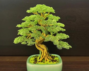 Mini Copper Bonsai Tree Sculpture: Handmade Feng Shui Decor