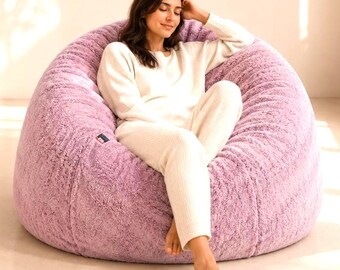 Luxe hoes zitzak met bont: XXXL ligstoel, woondecoratiecadeau zonder hoes alleen bonen