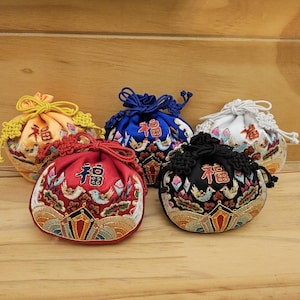 Korean Fortune Bag with Embroidery (5-color set) - 복주머니