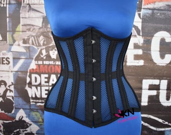 Schwarzes Mesh Taillen-Trainer-Korsett | Atmungsaktives Netz-Unterbrust-Korsett | Gothic Punk figurformender Gürtel